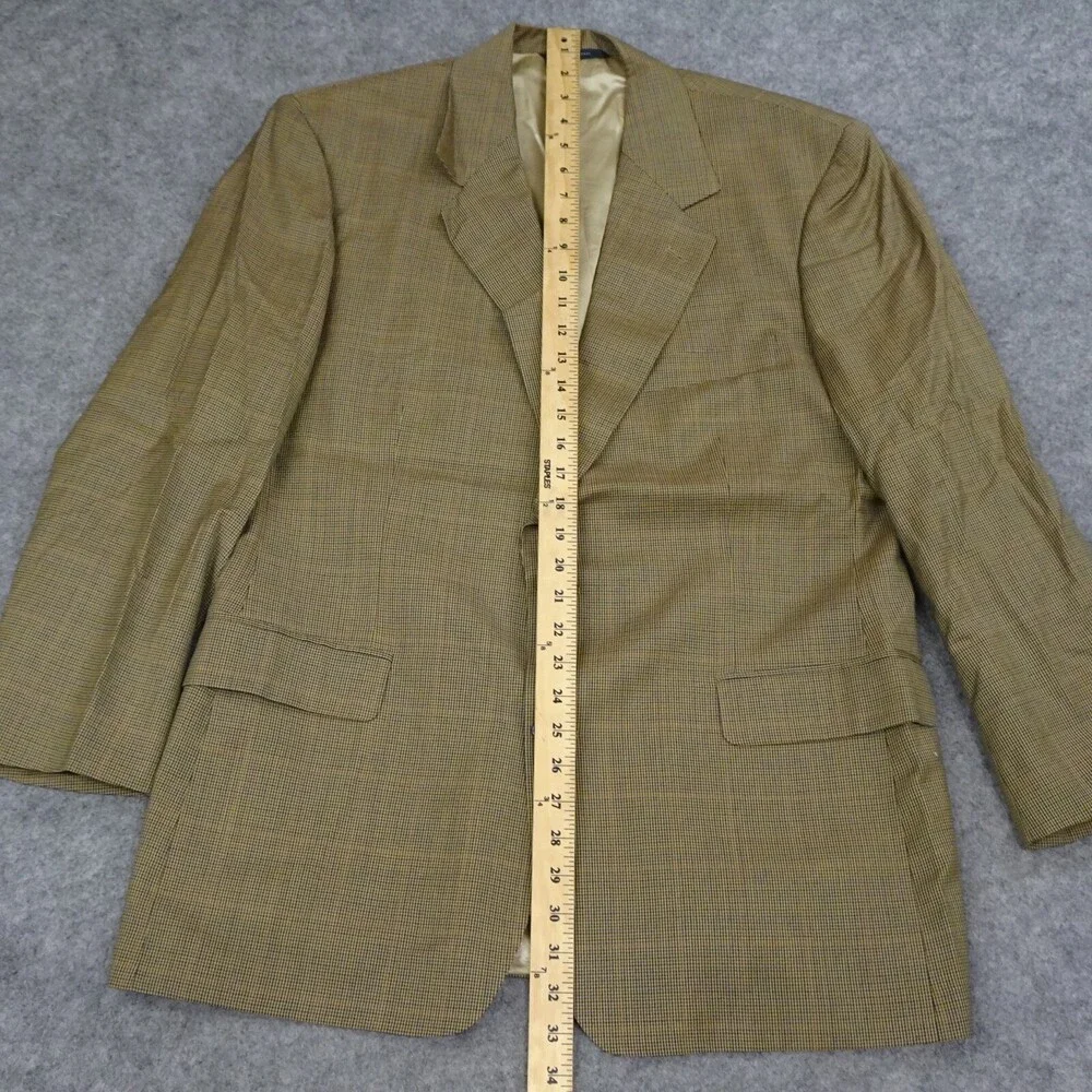 Brooks Brother Sports Jacket Mens 42R Brown Wool Coat Blazer Plaid